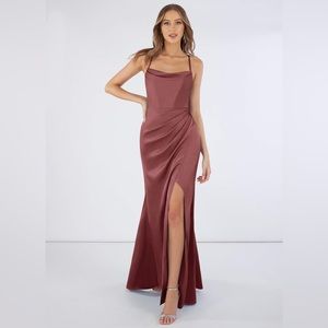 Azazie Marzia Stretch Satin Dress in Amethyst